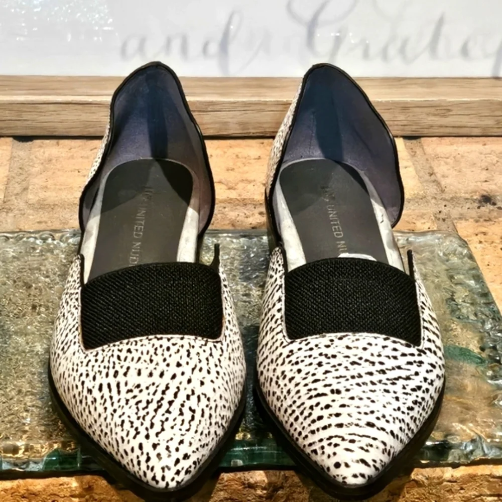 United Nude Vita Lo 'Mono' Black White d'Orsay Pointed Toe Flat Wmn US 5| EU 35